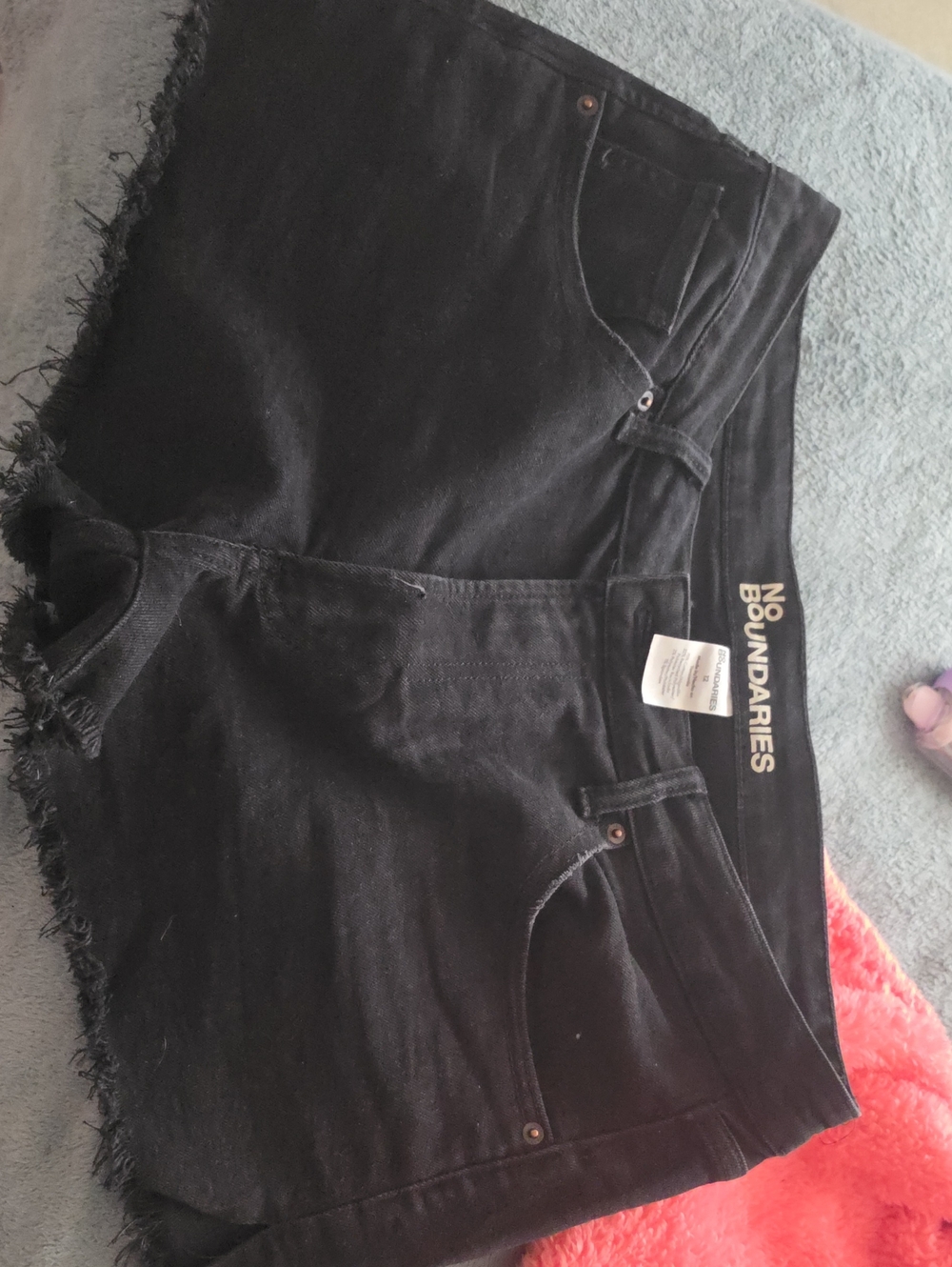 No Boundaries Black Frayed Hem Denim Shorts